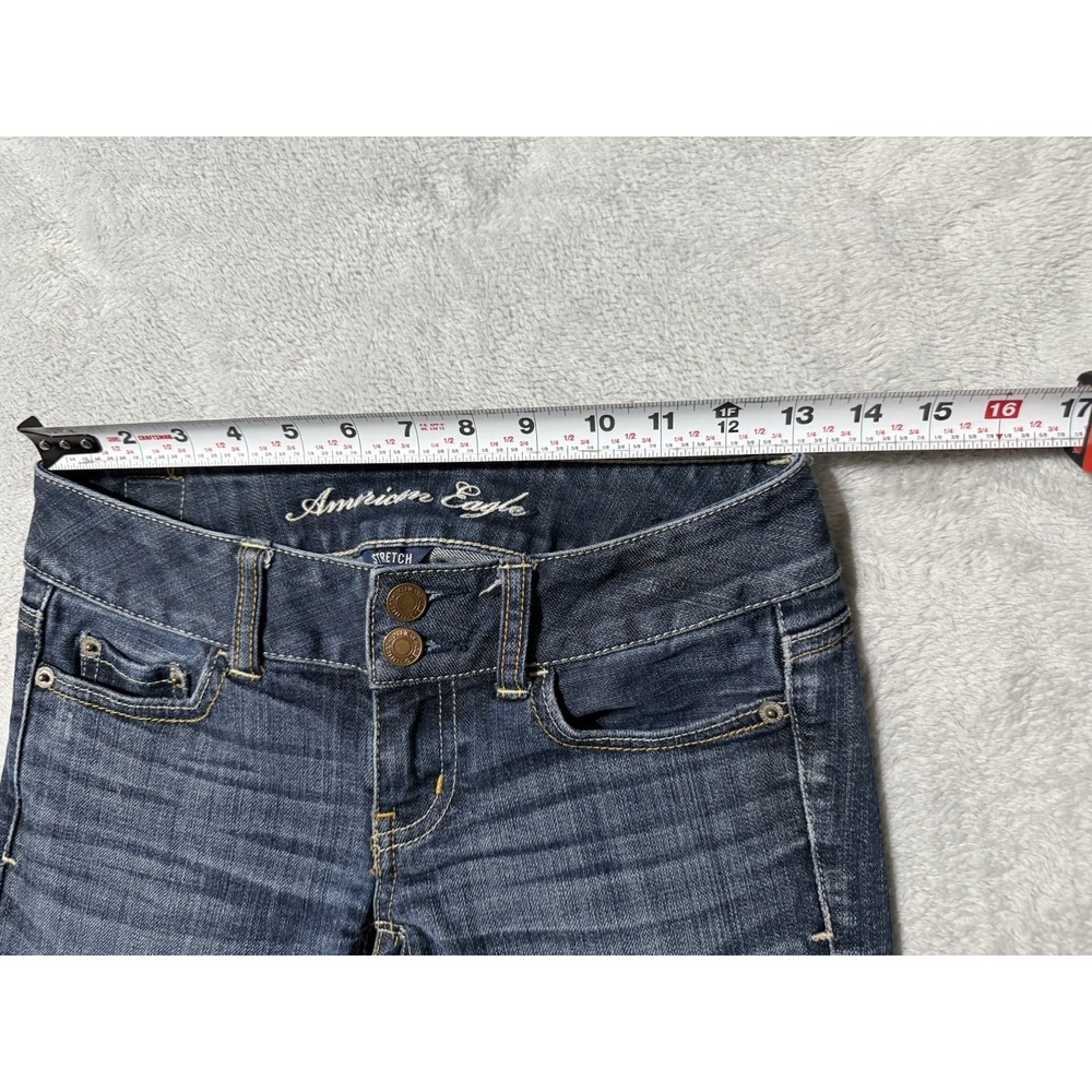 American Eagle Jeans Women's 00 Short Blue Artist Flare Denim Dark Wash 26x28 - Picture 5 of 9